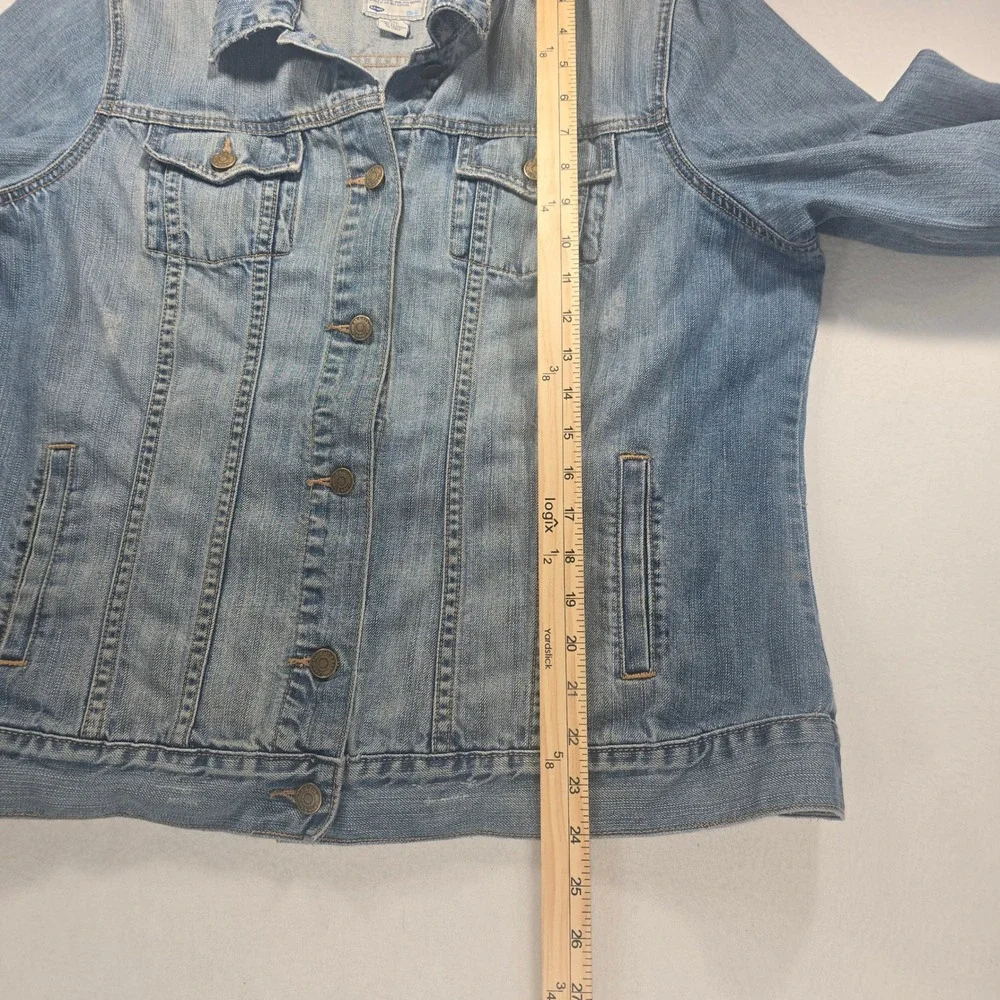 Old Navy Womens XXL Medium Wash Denim Trucker Jacket 100% Cotton Blue Jean Coat
